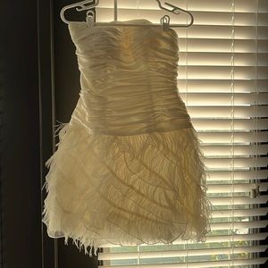 White Strapless Wedding or Party Dress: David’s Bridal Studio (DB Studio) Size 6